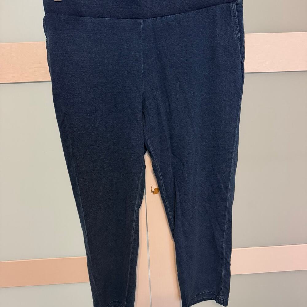 Pure Jill Indigo Slim Crop Pants Women’s Large Pull On Denim Knit Blue